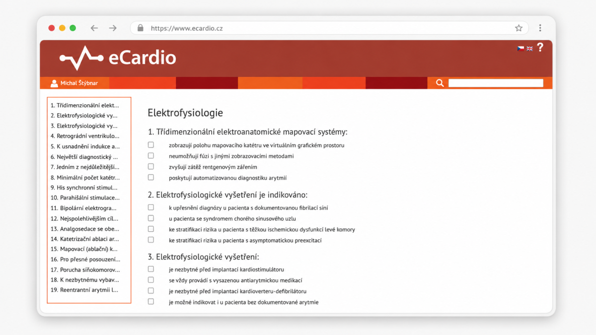 eCardio.cz – interaktivní elektronická učebnice kardiologie